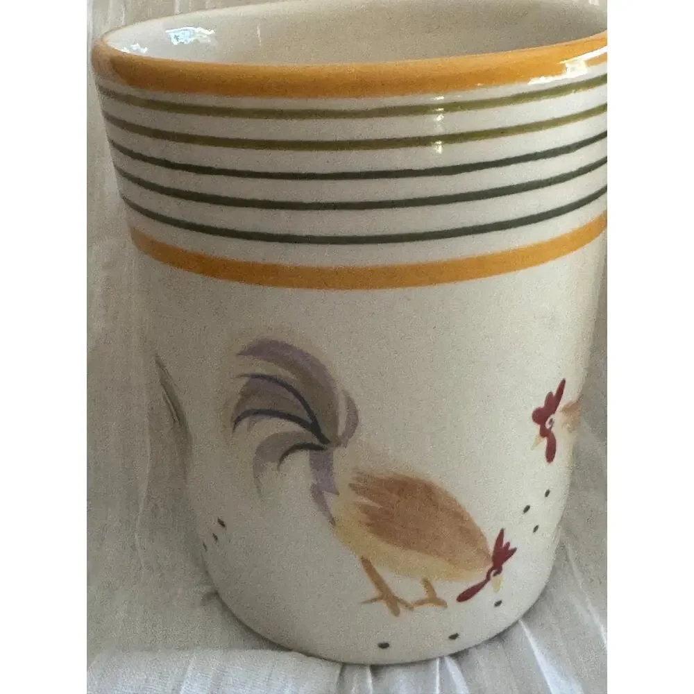 Home Trends Oh La La Chicken Rooster Coffee Mugs Set of 2 Farmhouse